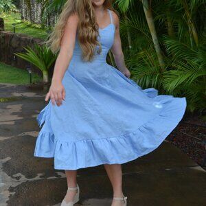 Periwinkle Blue Linen Dress, size M